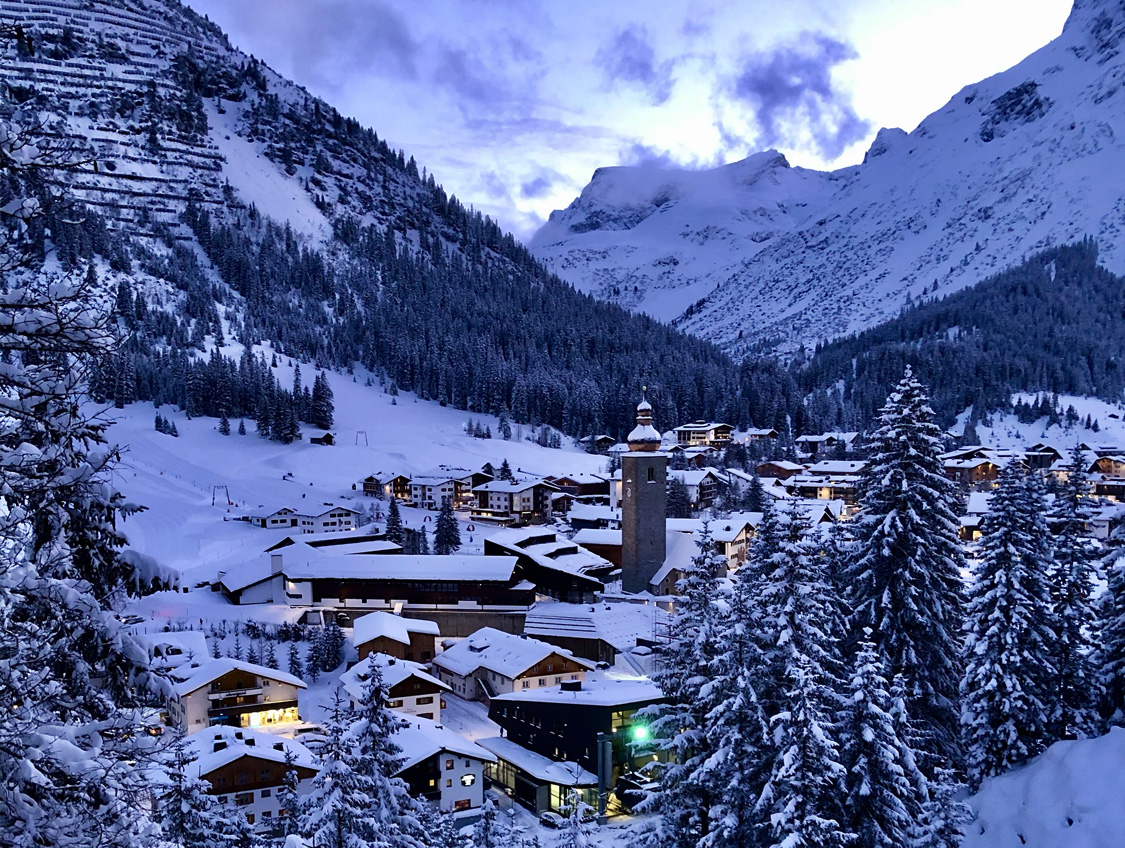 Skigebiet Aarlberg, Blick auf Lech